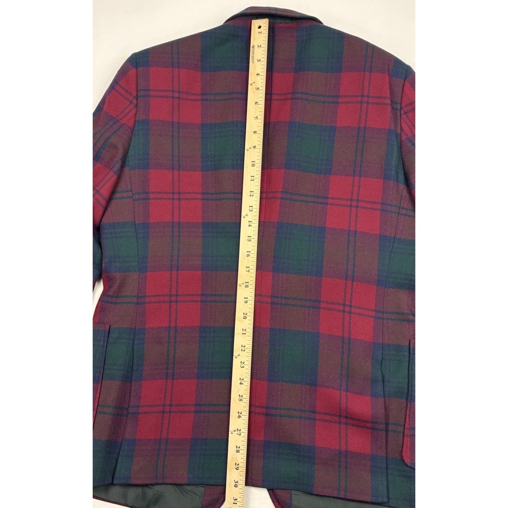 VTG Bespoke Alexander Bermuda Wool Sport Coat Green/Red/Blue Plaid 44R England - Picture 12 of 12